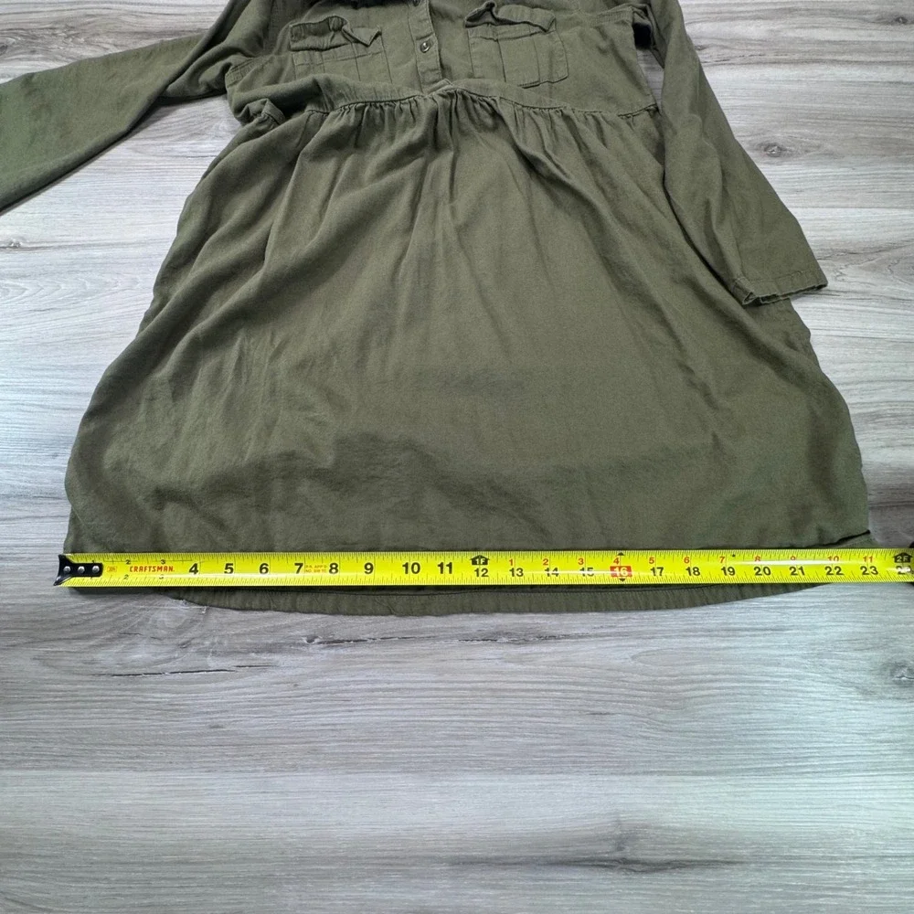Old Navy Kids‎ Green Long Sleeve Collared Button Front Shirtdress Size L 10-12